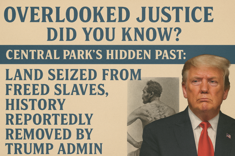 Central Park’s Hidden Past: Land Seized from Freed Slaves, History Reportedly Removed by Trump Admin