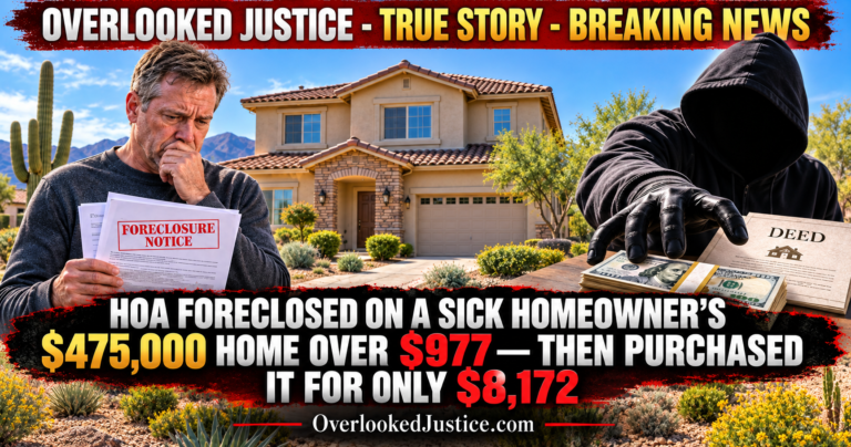 Hidden Thieves Within HOA Laws: HOA Foreclosed on a Sick Homeowner’s $475,000 Home Over $977—Then Purchased It for Only $8,172